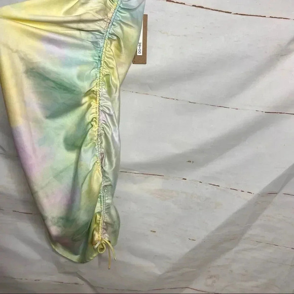 DO + BE Side Ruched Tie Dye Dress Size Medium Adjustable Straps Square Neck - Picture 7 of 13